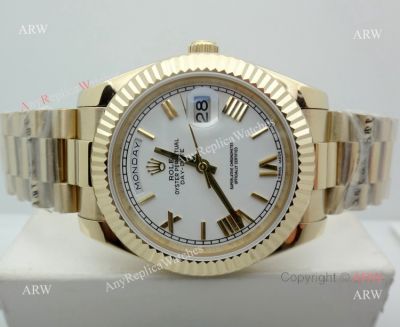 Fake Rolex Day-Date White Dial Gold Presidential Watch 40mm